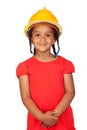 African little girl with a yellow helmet