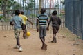 African little children on a playground Royalty Free Stock Photo