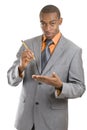 African maerican business man holding a pencil Royalty Free Stock Photo