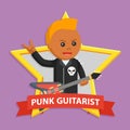 African male punk guitarist with emblem Royalty Free Stock Photo