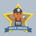 African male rock singer with emblem