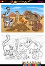 African mammals cartoon coloring book