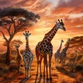 Ai Generated illustration Wildlife Concept of African mammals. Royalty Free Stock Photo