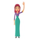 Flat jewish woman waving hand vector cartoon isolated on white