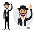 Crying Jewish business man waving hand goodbye cartoon vector isolated on white Royalty Free Stock Photo