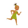 African Man Character in Traditional Tribal Clothing Running Vector Illustration