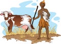 African man with cow Royalty Free Stock Photo