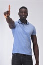 African man with finger in the shape of number one Royalty Free Stock Photo