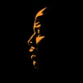 African Man portrait silhouette in contrast backlight. Vector