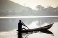 African man riding a canoe Royalty Free Stock Photo