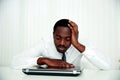 African man sleeping at his workplace Royalty Free Stock Photo