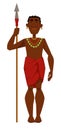 African man warrior tribe member in jewelry with spear