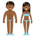 African man woman beach dress nude happy characters flat design vector illustration