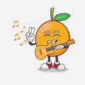 African Mangosteen cartoon mascot character playing a guitar