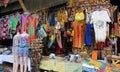 African market with clothes and souvenirs at Hartebeertspoort Dam, South Africa