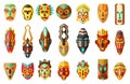 African mask cartoon set icon.tribal African mask cartoon vector illustration on white background .Vector illustration Royalty Free Stock Photo
