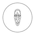 African mask icon in outline style isolated on white background. Museum symbol stock vector illustration. Royalty Free Stock Photo