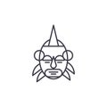 African mask leader linear icon concept. African mask leader line vector sign, symbol, illustration.