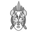 African mask of savages sketch engraving vector