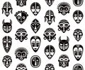 African tribal vector mask vector seamless pattern, ritual ethnic masks repetitive design Royalty Free Stock Photo