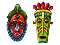 African masks of savages engraving style vector