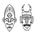 African masks of savages engraving style vector