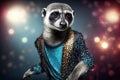 African meerkat in disco clothes, created with Generative AI technology