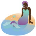 African mermaid relaxing in beach