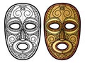 African, mexican aztec tribal mask isolated on white background