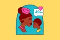 African Mom And Child Flat Illustration Royalty Free Stock Photo