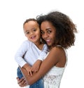 African mother holding toddler