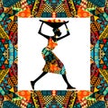 African motifs frame with african woman