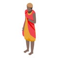 African native woman icon, isometric style