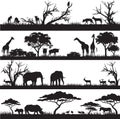 African nature silhouettes Royalty Free Stock Photo