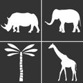 African nature silhouettes set Royalty Free Stock Photo
