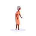 African old woman using smartphone elderly grandmother walk isolated cartoon character full length flat