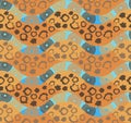African ornament seamless pattern wavy lines and animal skins
