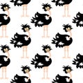 African ostrich baby animal Seamless Pattern