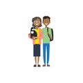 African parents with pets couple , full length avatar on white background, successful family concept, tree of genus flat