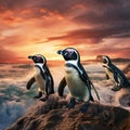 African penguins Made With Generative AI illustration