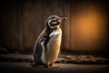 African penguin (Spheniscus demersus) on a dark background, Generative AI