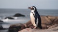 African penguin (Spheniscus demersus) standing on rock