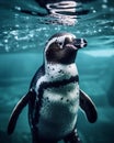 Penguin swimming in water