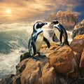 African penguins Made With Generative AI illustration