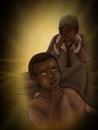 African People Crying of Their Condition Illustration