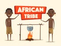 African people. Indigenous south American. Cartoon vector illustration.