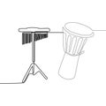 african percussion and harp continuous line Musical Instruments All in One Icons Black & White Color Flat Design Freehand Set Royalty Free Stock Photo