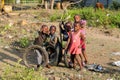 African poor children play on the street