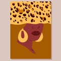 African poster with afro beautiful woman