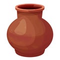 African pot, ceramic vase, craft tribal artifact in cartoon style isolated on white background. Amphora from clay,